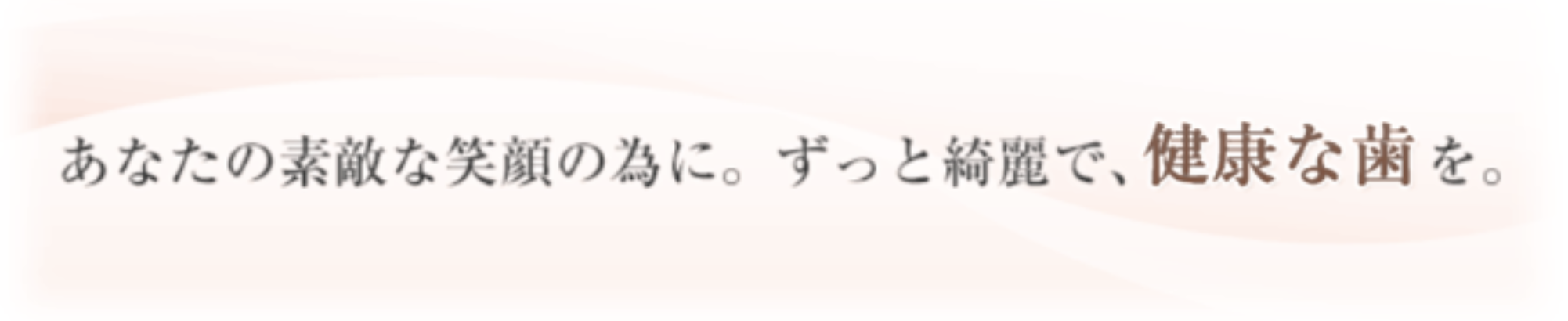 あなたの素敵な笑顔の為に。ずっと綺麗で、健康な歯を。